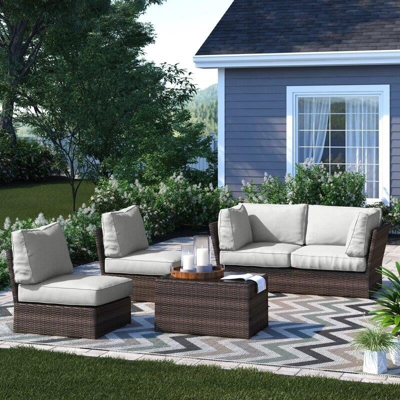 Widener Wicker/Rattan 4 - Person Seating Group with Cushions-furniture