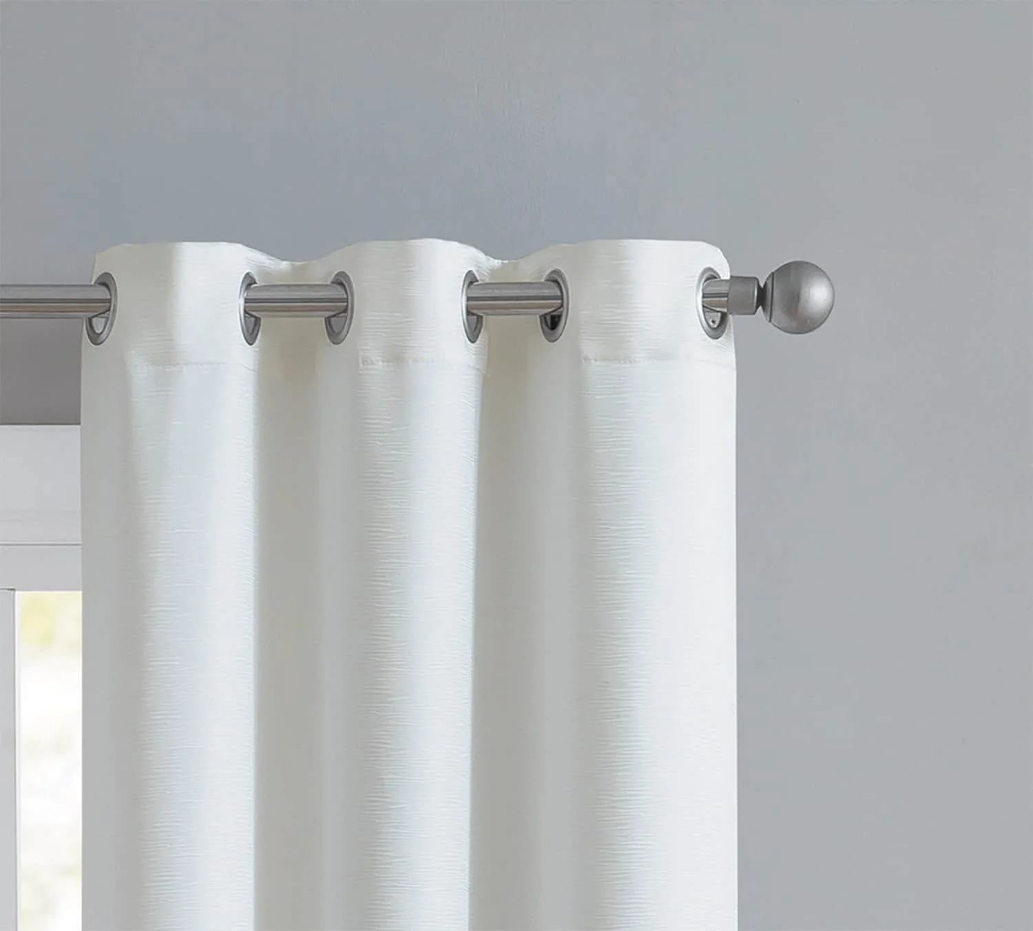 Angela 2-Pack Ribbed Textured Blackout Grommet Window Panel, Ivory, 74x84 Inches