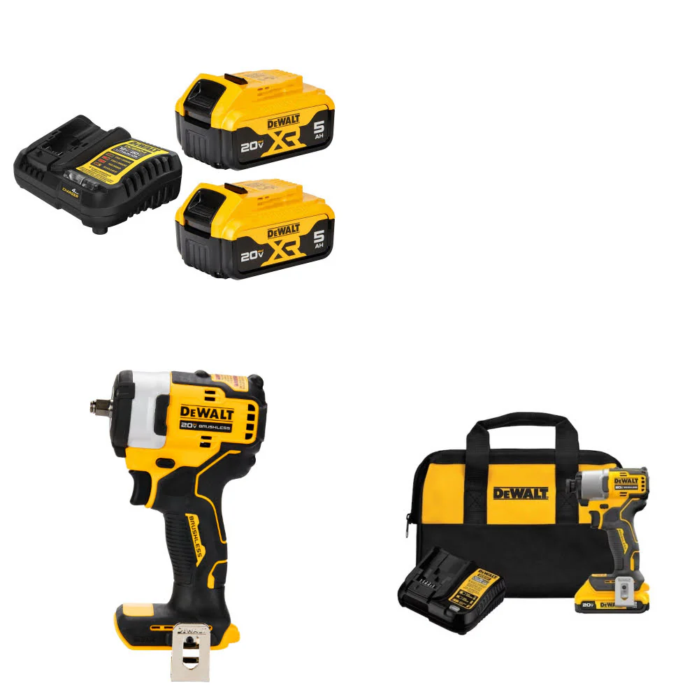 DeWalt DCB205-2C 20V Starter Kit W/ DCF913B Impact Wrench & Impact Driver Kit