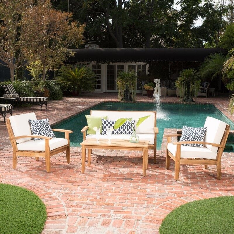 Juno Solid Wood 4 - Person Seating Group with Cushions-furniture