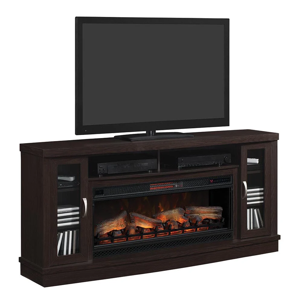 Hutchinson 70-in Electric FireplaceTV Stand in Oak Espresso