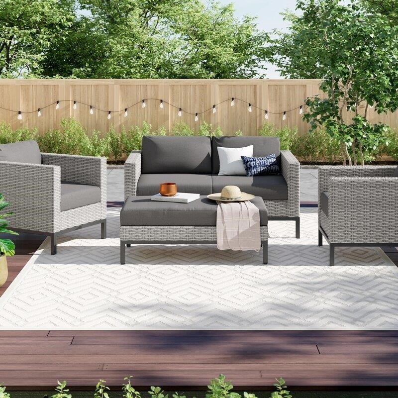 Berger Metal 4 - Person Seating Group with Cushions-furniture