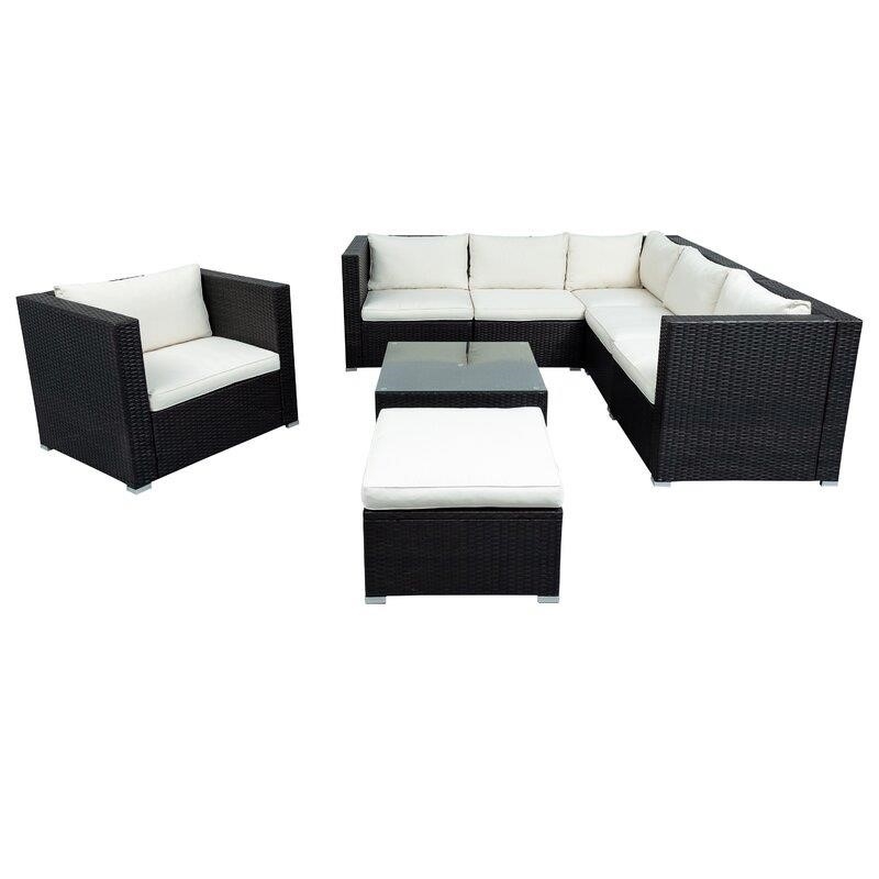 Lancaer Wicker/Rattan 6 - Person Seating Group with Cushions-furniture