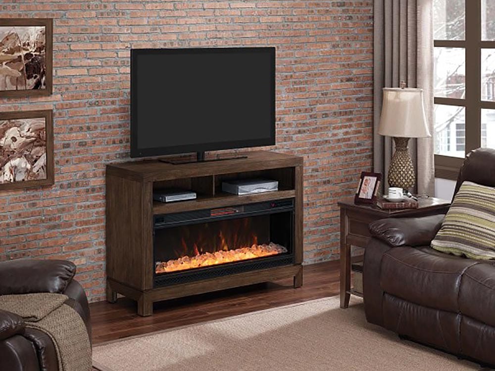 Gifford Electric Fireplace TV Stand in Prairie Brown