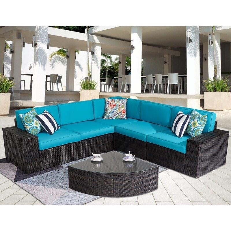 Kerwick Wicker/Rattan 5 - Person Seating Group with Cushions-furniture