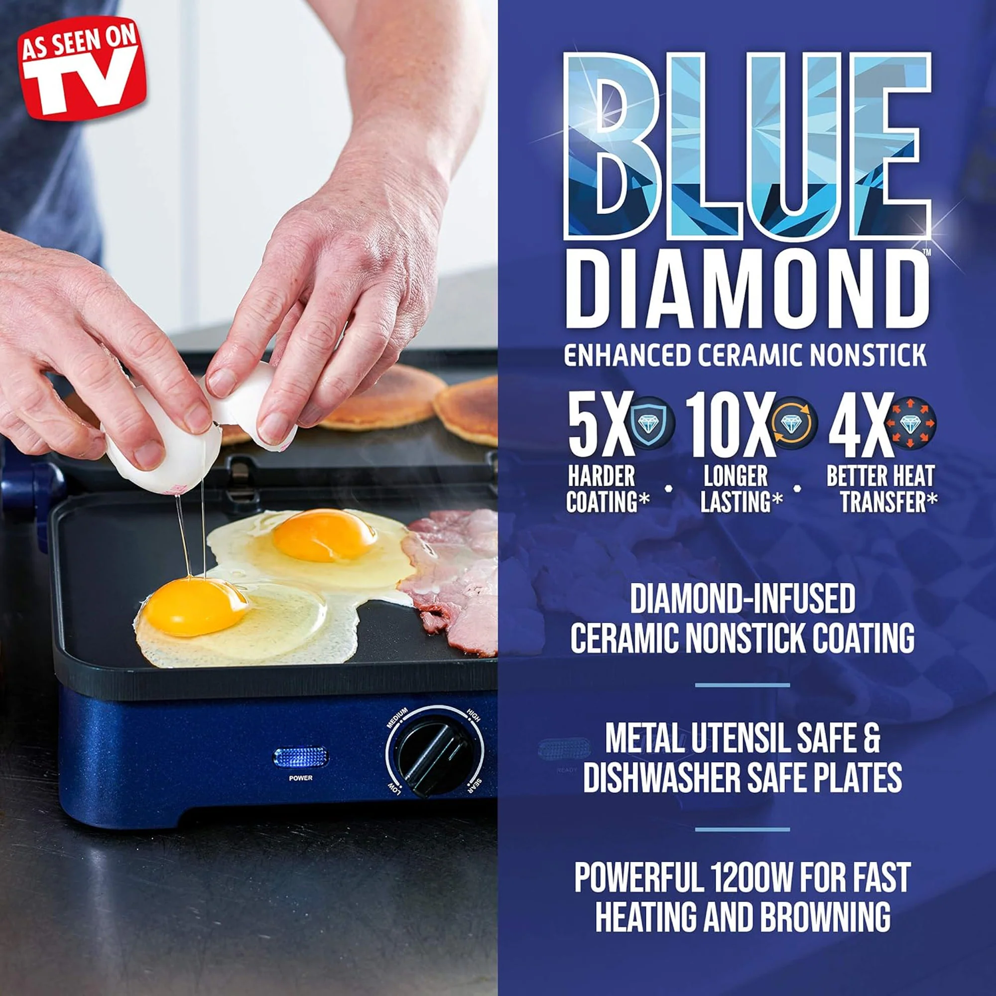 Blue Diamond Sizzle Deluxe Electric Griddle and Grill Pan Plates