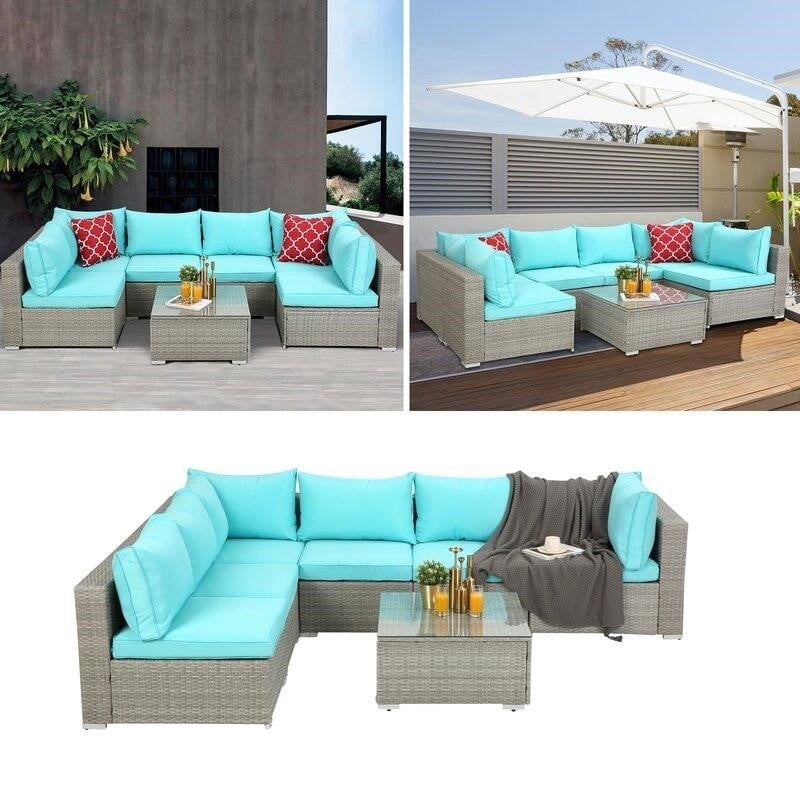 Polla Wicker/Rattan 4 - Person Seating Group with Cushions-furniture