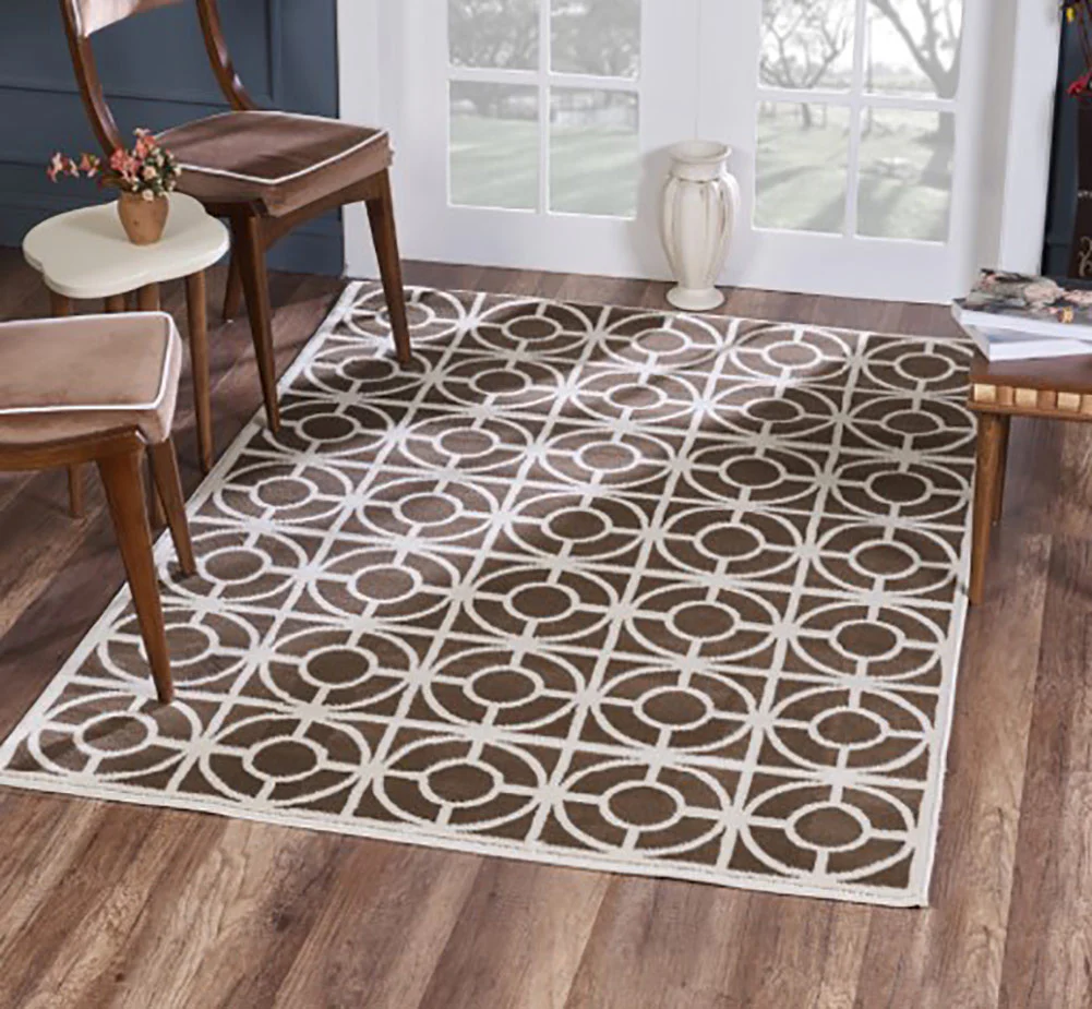 Andre Lattice Contemporary Area Rug, Beige-Taupe, 8x10 Feet