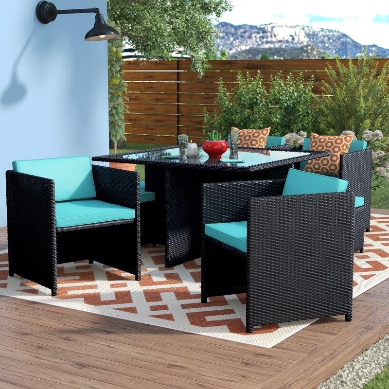 Travers Square 51'' Long Dining Set with Cushions-furniture