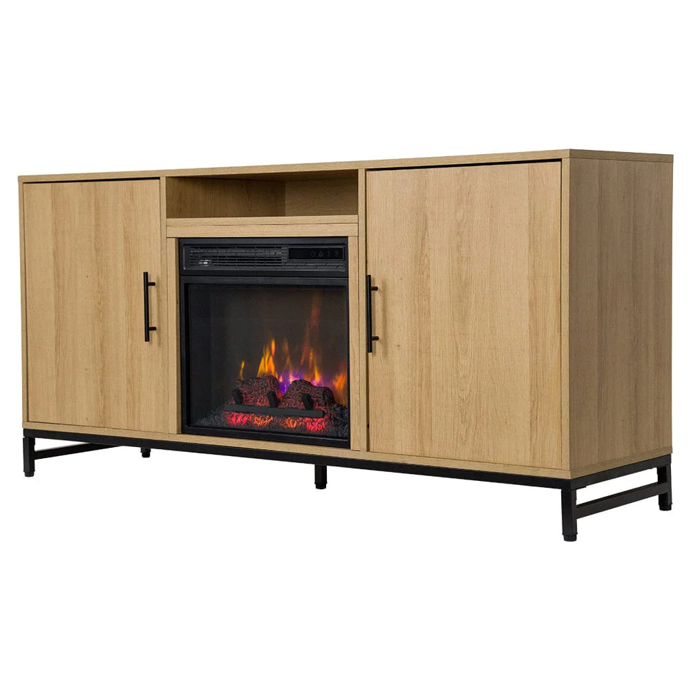 Rochester 56-in White Oak Electric Fireplace TV Stand