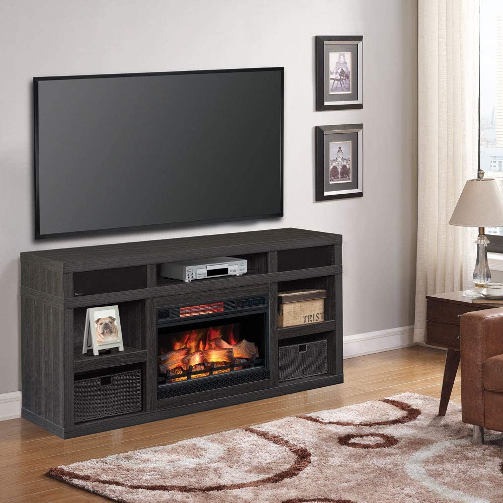 Greatlin Electric Fireplace Entertainment Center in Black Walnut