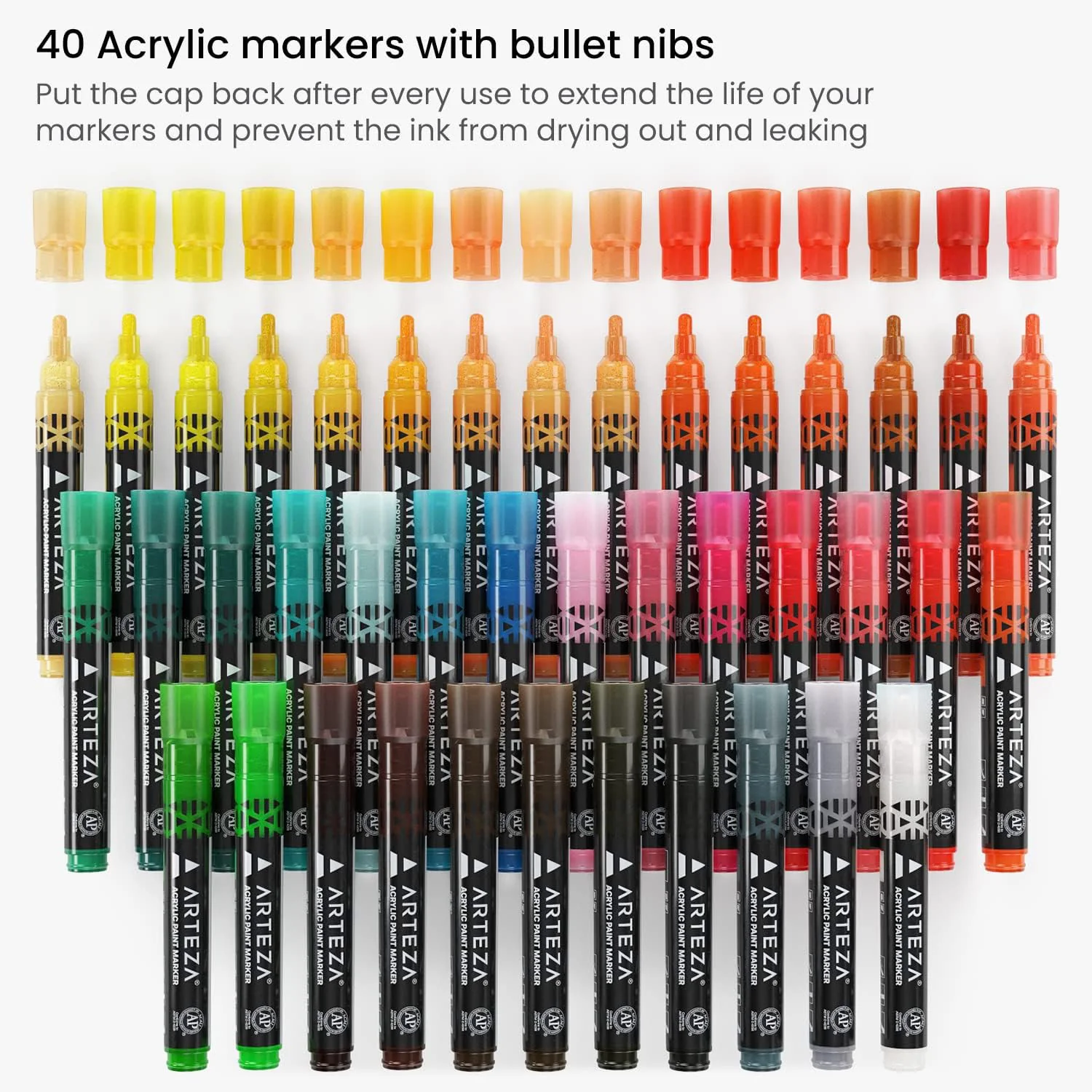 ARTEZA Acrylic Paint Markers, 40 Count
