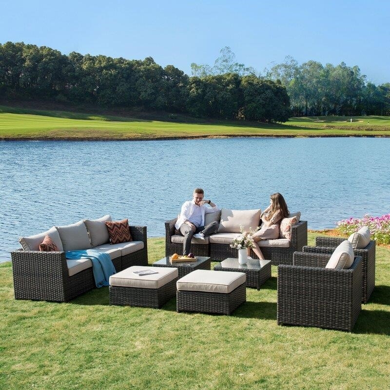 Cassville Wicker/Rattan 8 - Person Seating Group with Cushions-furniture