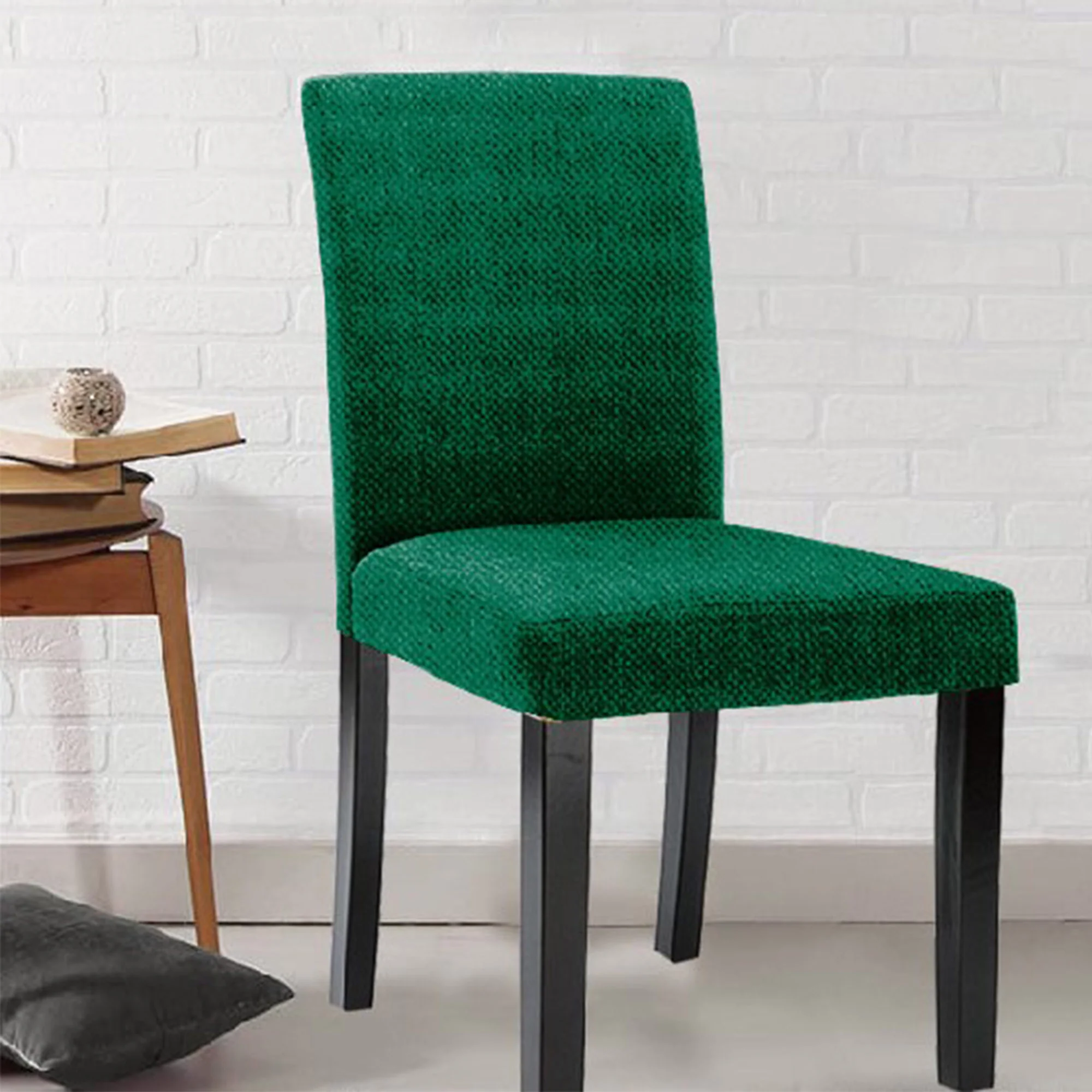 Monica Stretch Slipcover Dining Room Furniture Chair Cover, Hunter Green
