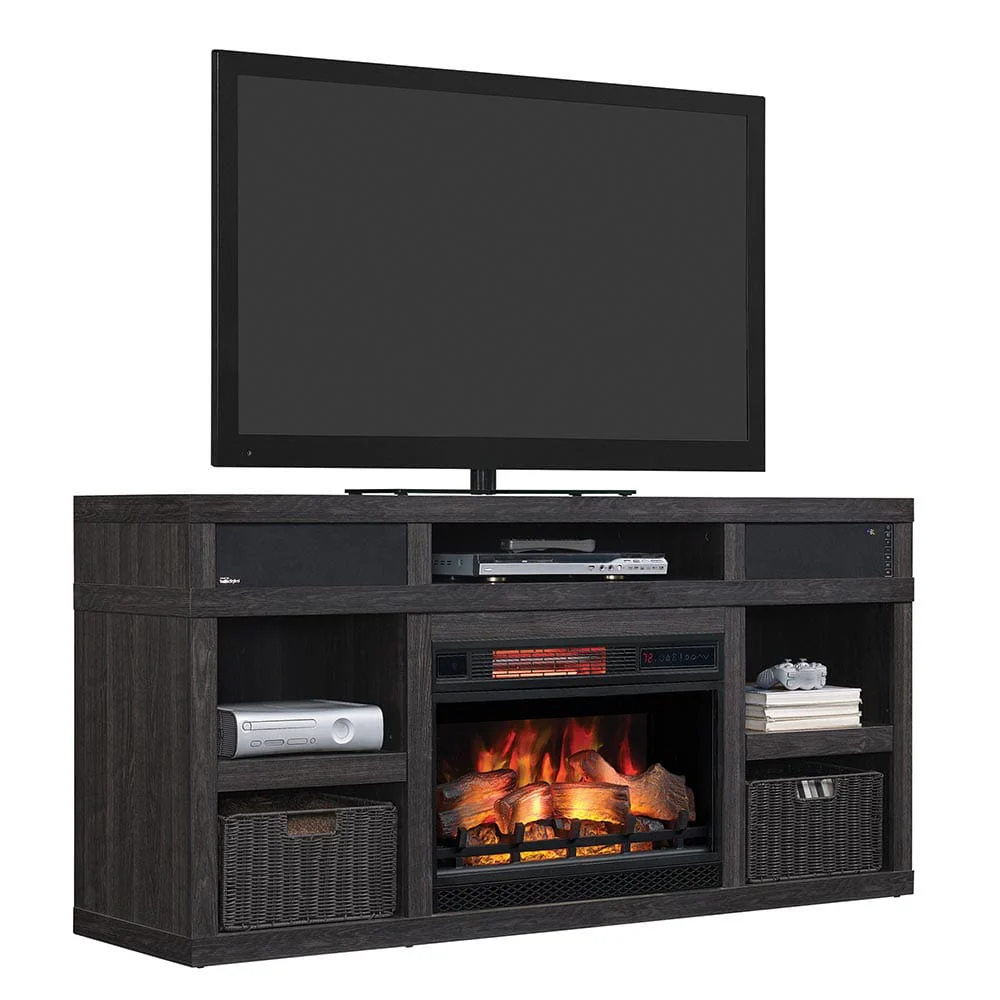 Greatlin Electric Fireplace Entertainment Center in Black Walnut