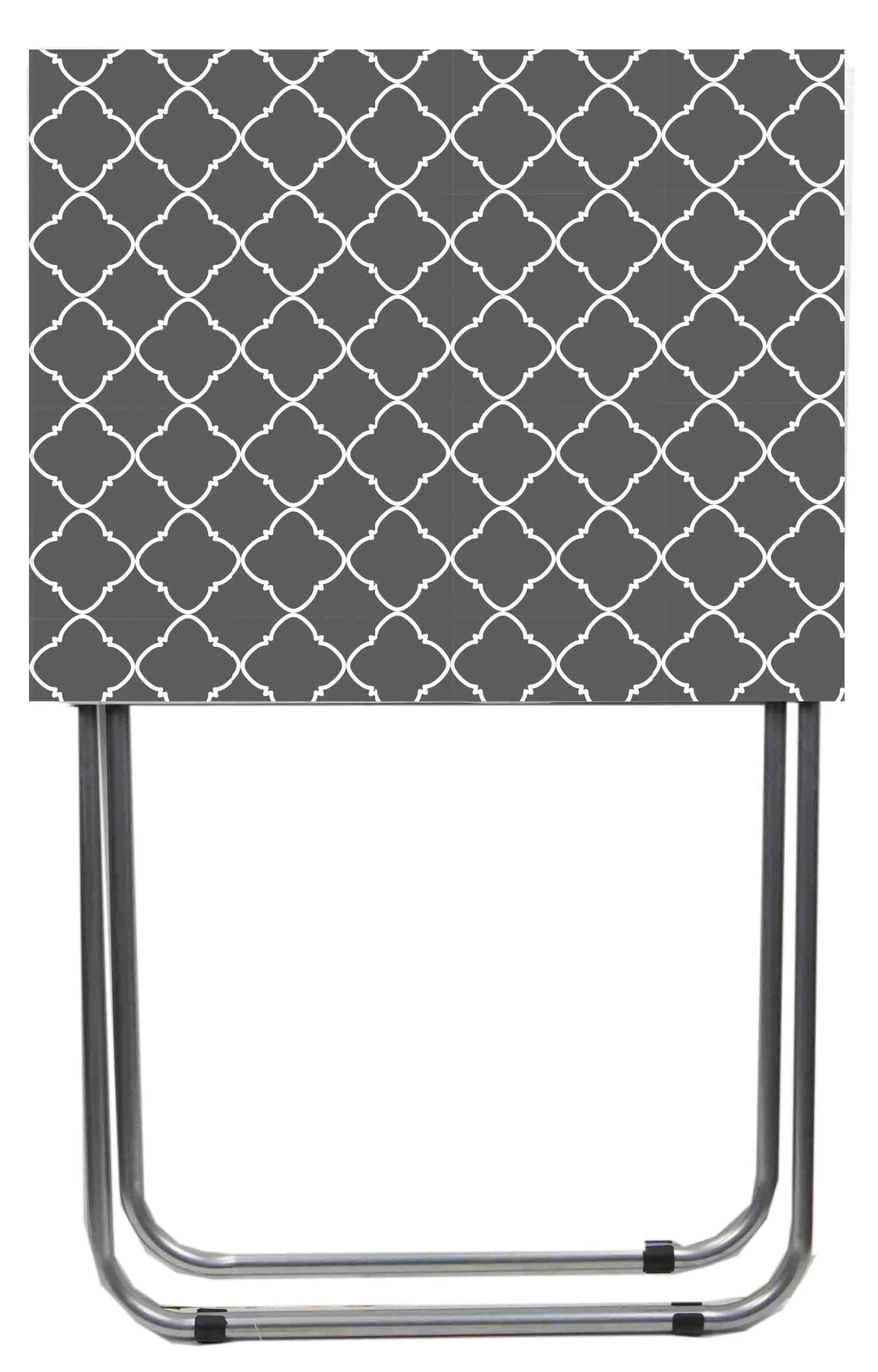 Home Basics Multi-Purpose Folding Table, Lattice Gray, 15x19x25.5 Inches