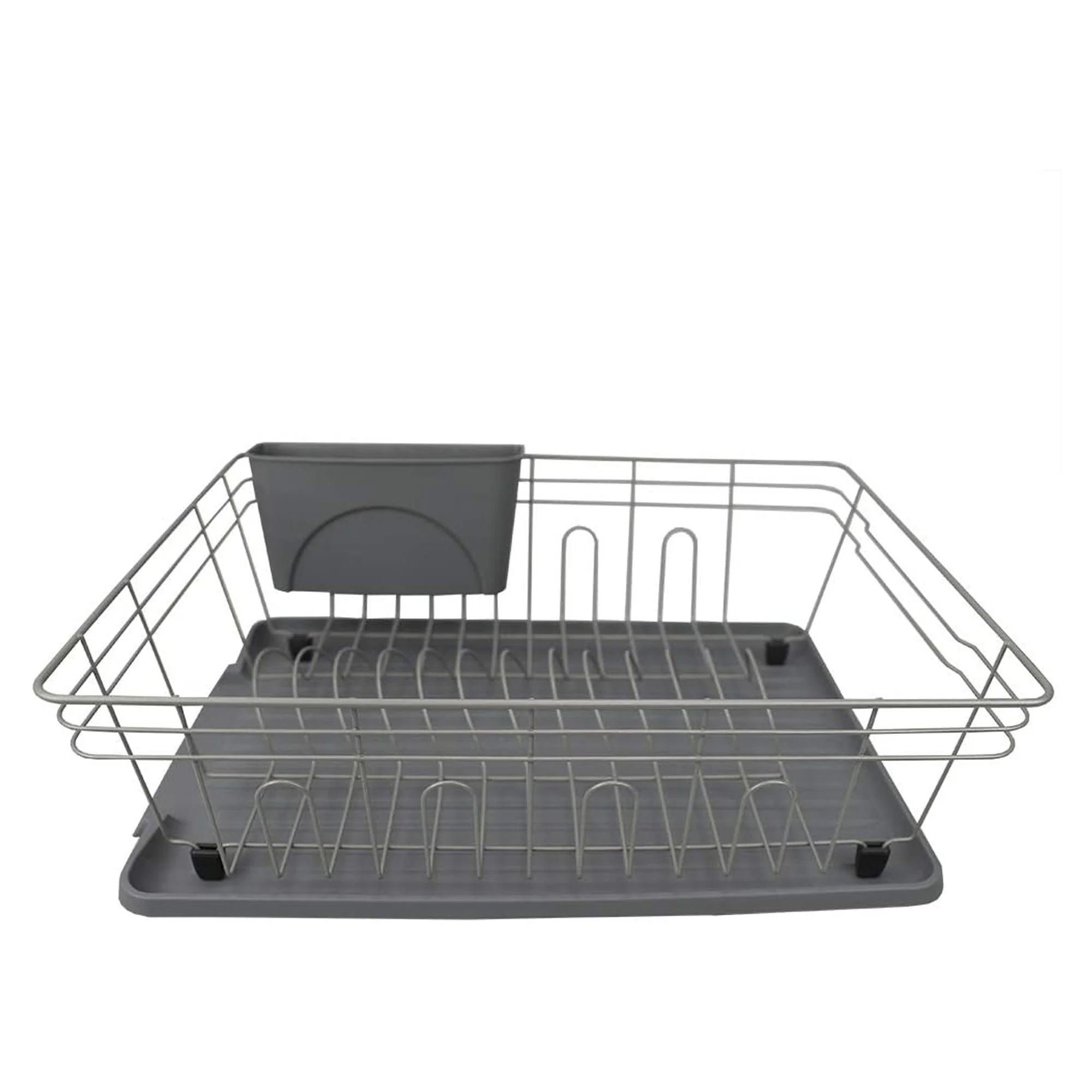 Home Basics Contempo 3 Piece Dish Rack, Gray, 18x13.75x6.5 Inches