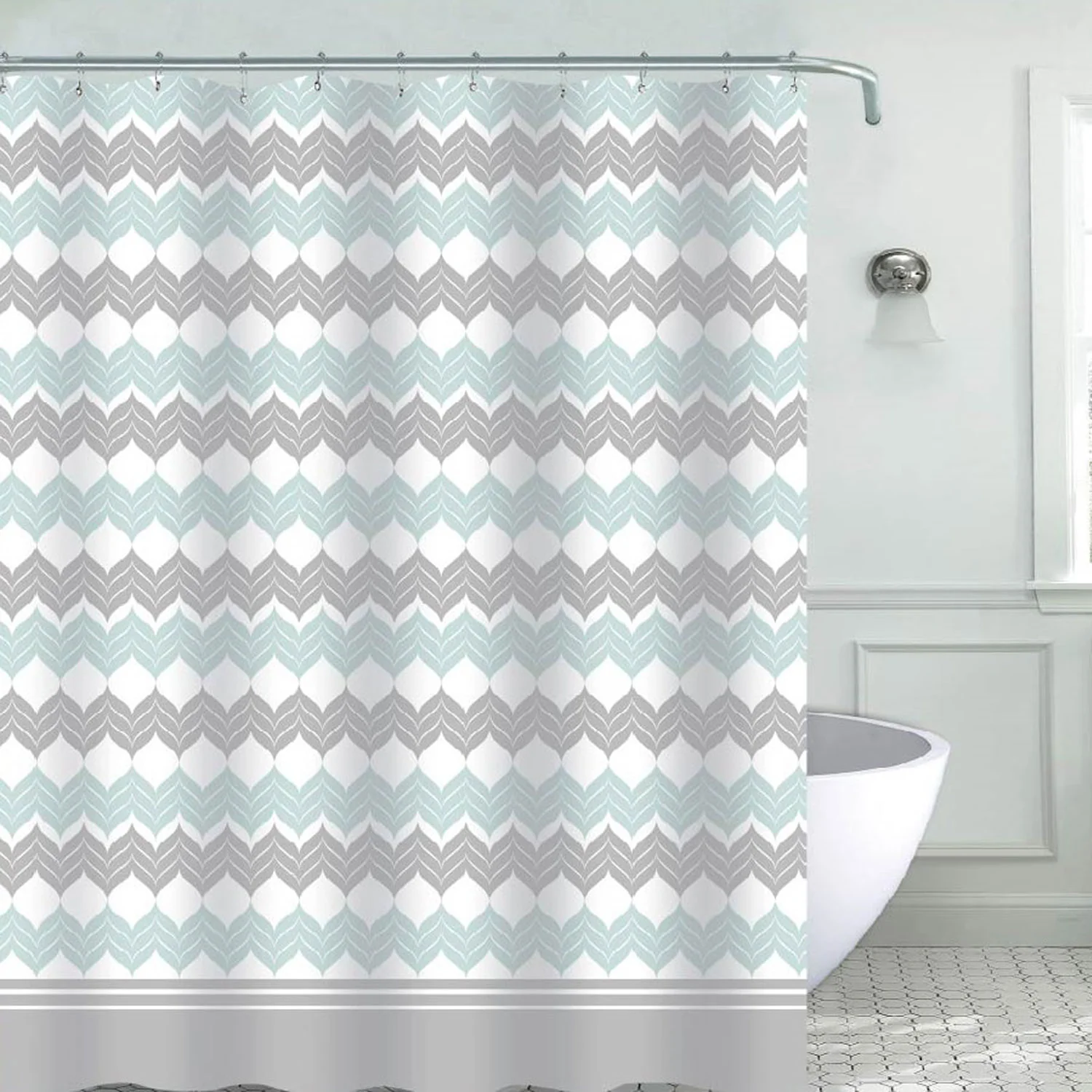 Antonia Lattice Printed Canvas Shower Curtain, Multi, 70x72 Inches