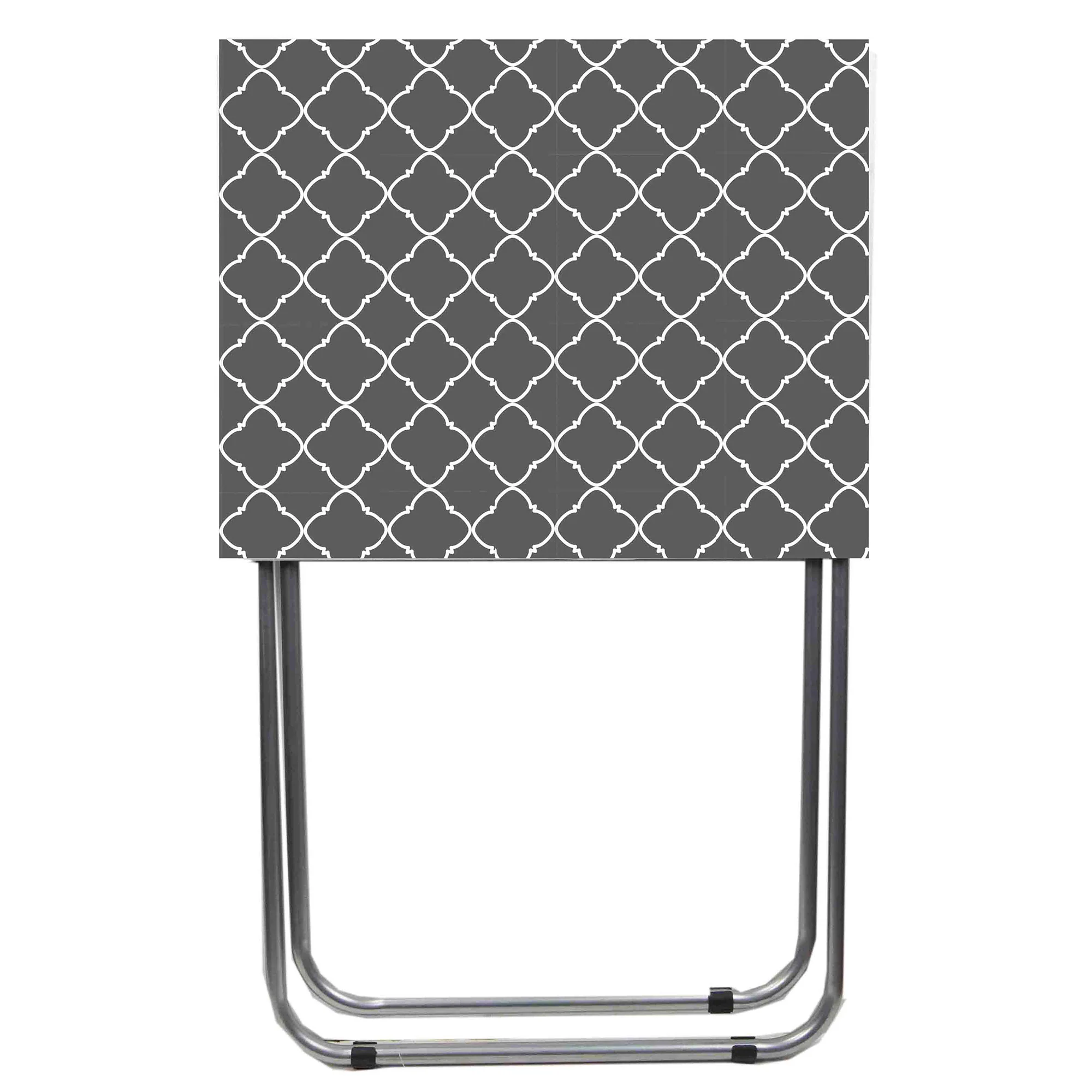 Home Basics Multi-Purpose Folding Table, Lattice Gray, 15x19x25.5 Inches