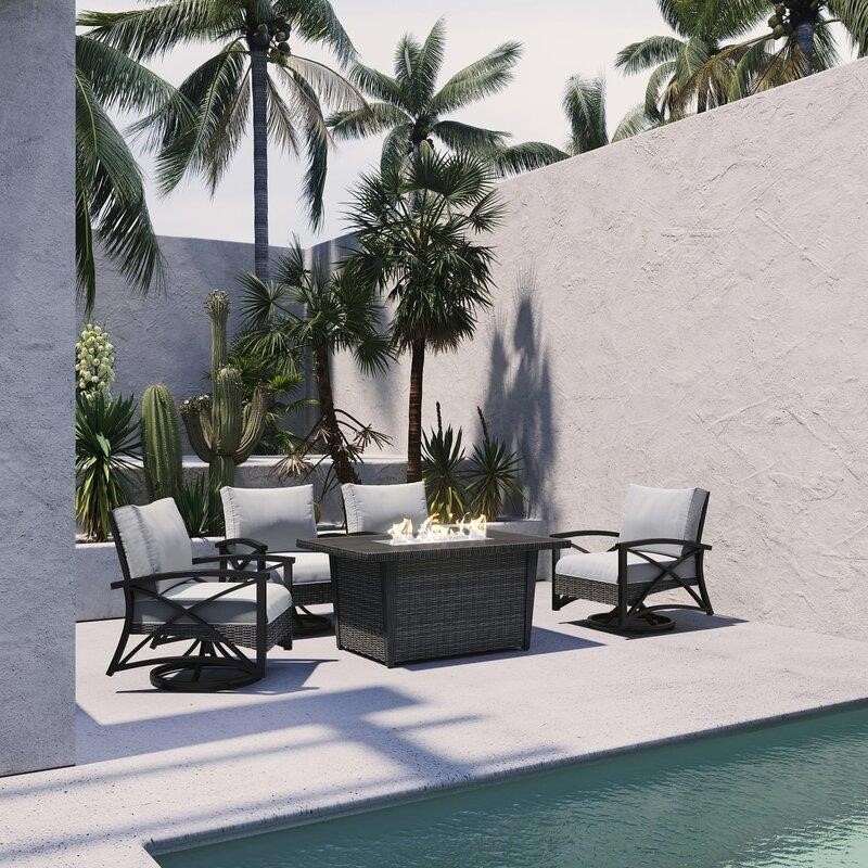 Metal 4 - Person Seating Group with Cushions-furniture
