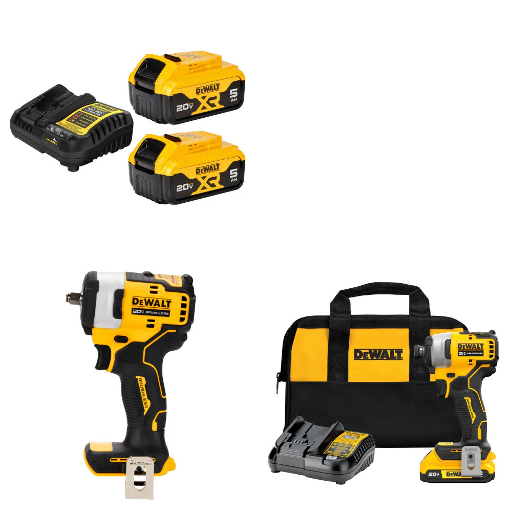DeWalt DCB205-2C 20V Starter Kit W/ DCF913B Impact Wrench & Impact Driver Kit