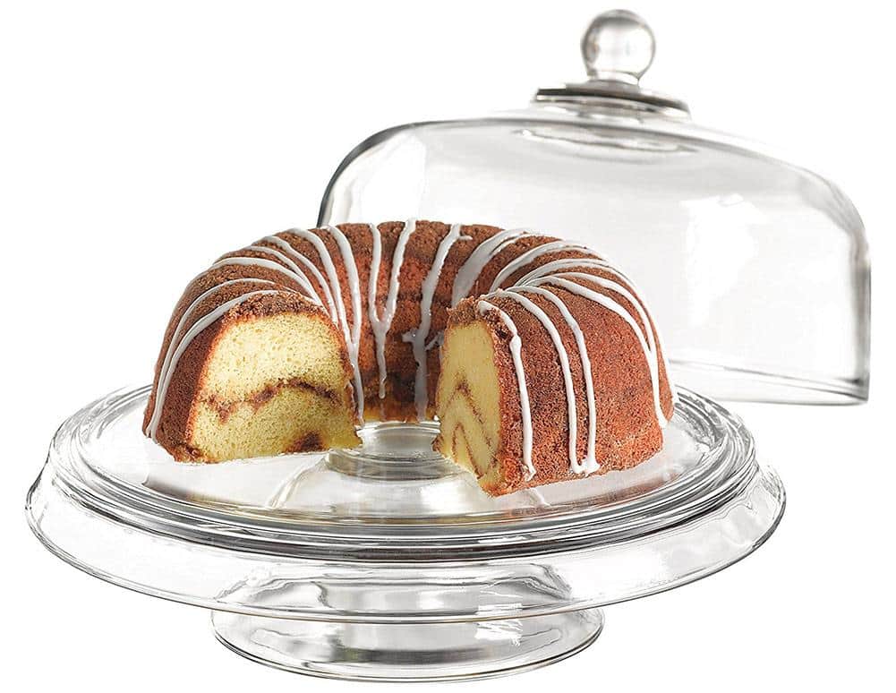 Anchor Hocking Presence 4-in-1 Cake Plate and Dome Stand Set, Clear