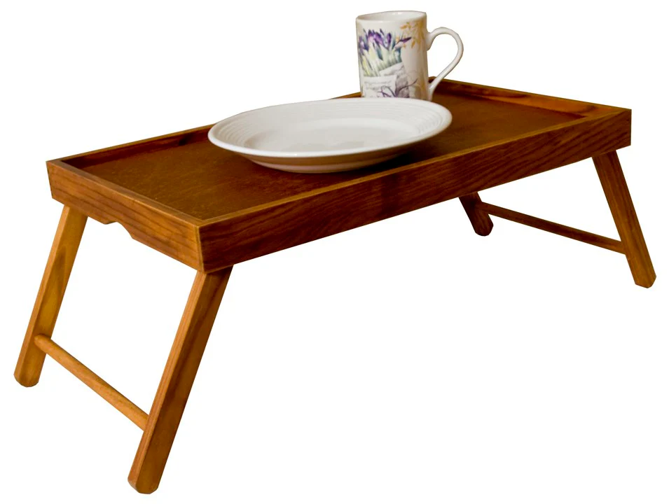 Home Basics Bed Tray With Folding Legs, Natural, 9x12x18.5 Inches