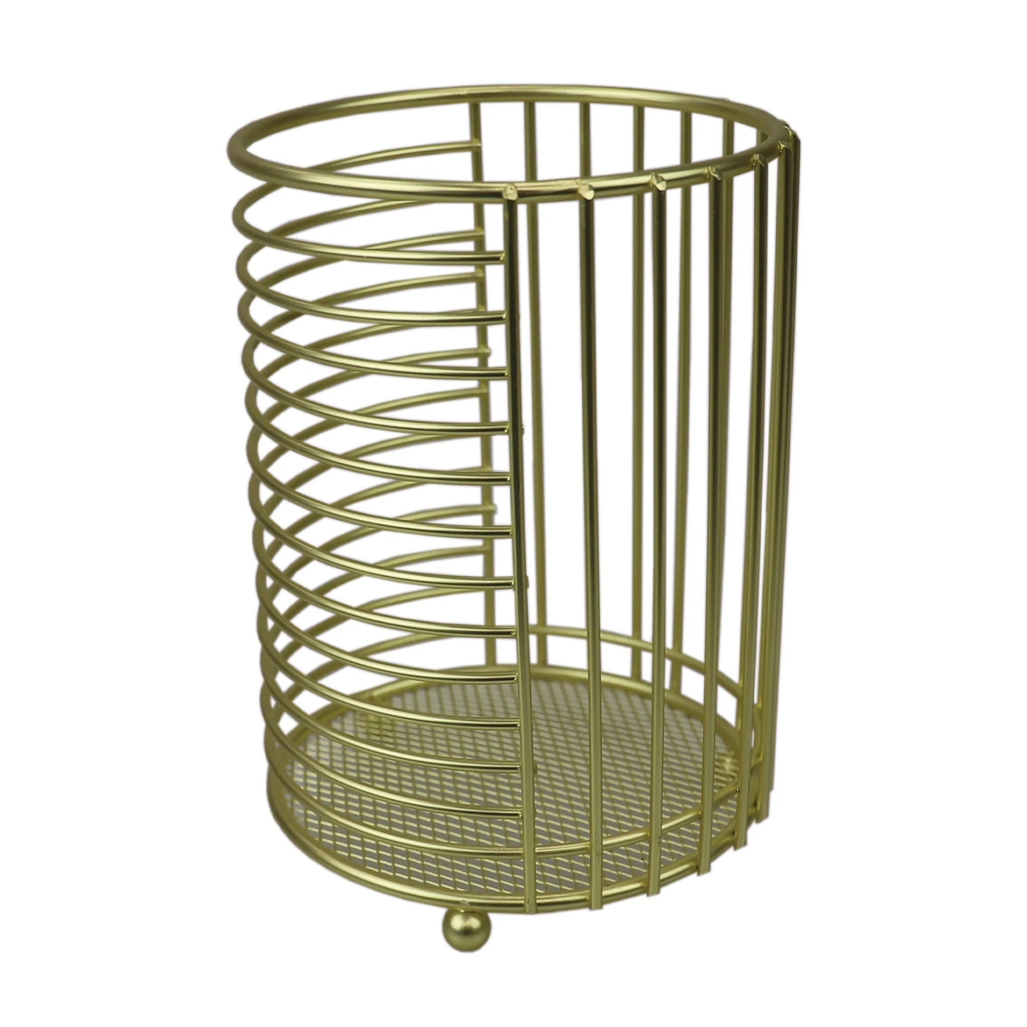 Home Basics Halo Cutlery Holder, Matte Gold, 4.5x6.25 Inches