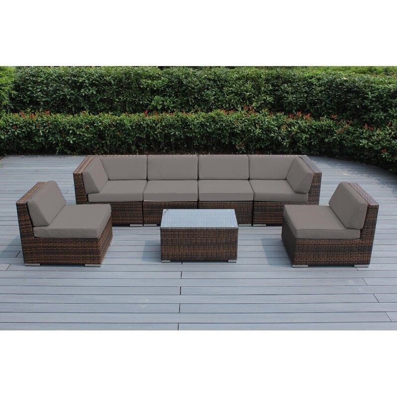 Barneveld Wicker/Rattan 6 - Person Seating Group with Cushions-furniture