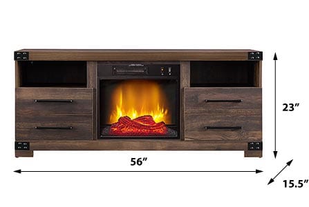 Perry Electric Fireplace TV Stand in Rustic Brown