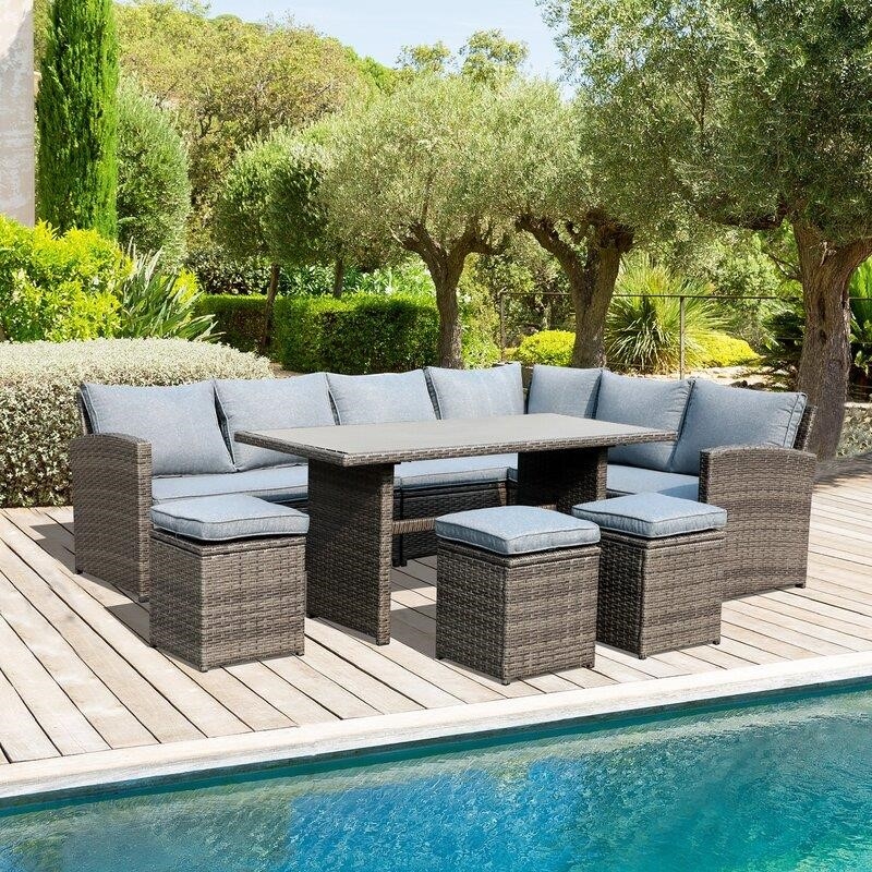 Binpal 7 Piece Rattan Sectional Seating Group with Cushions-furniture