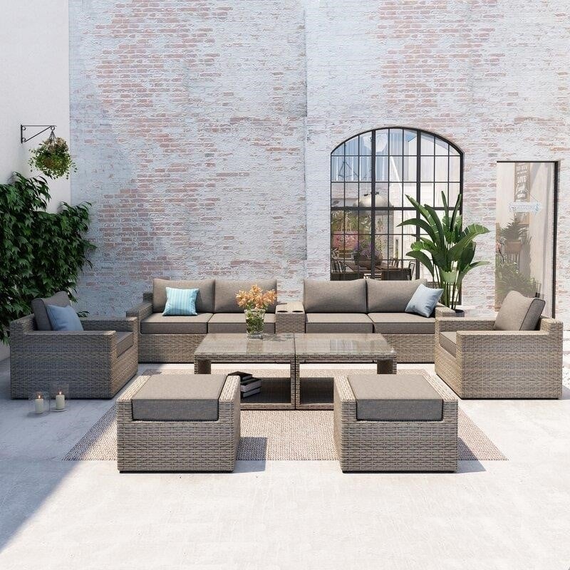 Alhambra Wicker/Rattan 8 - Person Seating Group with Cushions-furniture