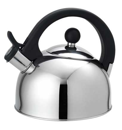 Home Basics Whistling Tea Kettle, Mirror Finish Silver, 2.5 Liter