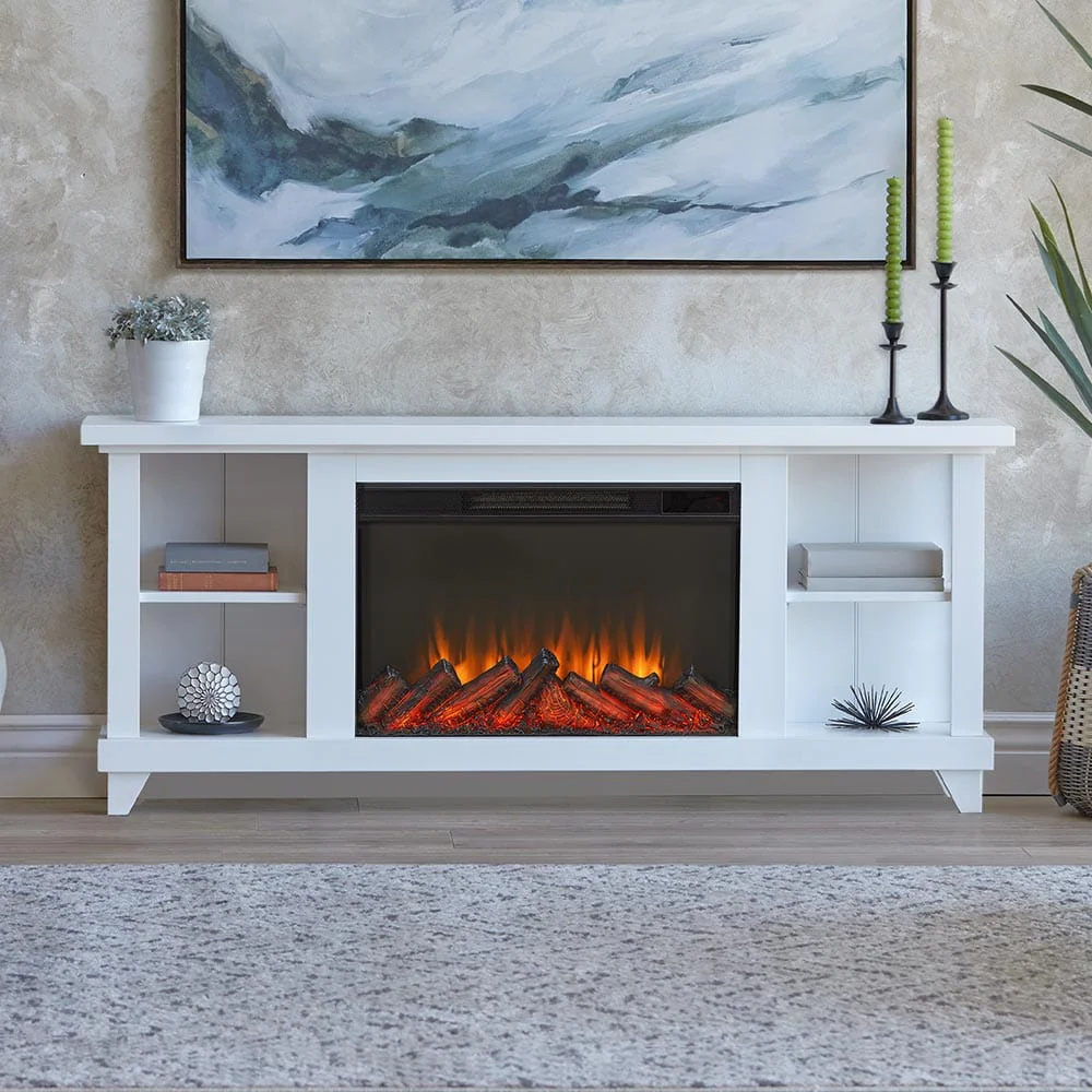 Penrose Infrared Electric Fireplace TV Stand in White