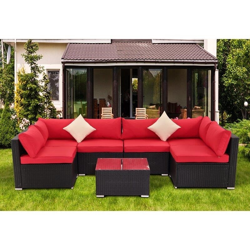 Moshannon Wicker/Rattan 6 - Person Seating Group with Cushions-furniture