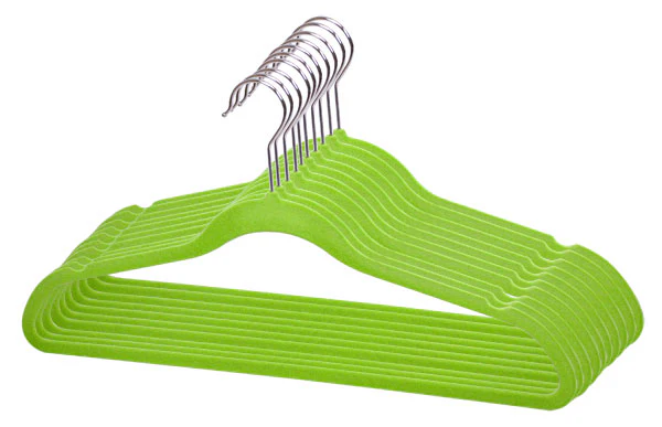 Home Basics 10-Piece Velvet Hanger, Green