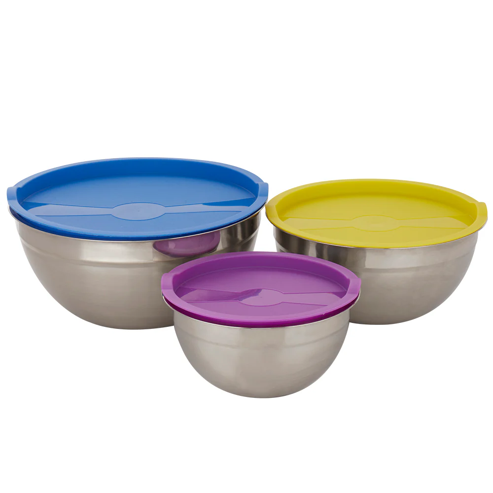 Home Basics 6-Piece Stainless Steel Nesting Mixing Bowls with Lids