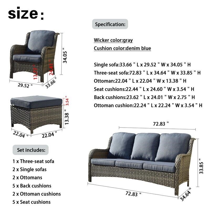 Latimer Wicker/Rattan 5 - Person Seating Group with Cushions-furniture
