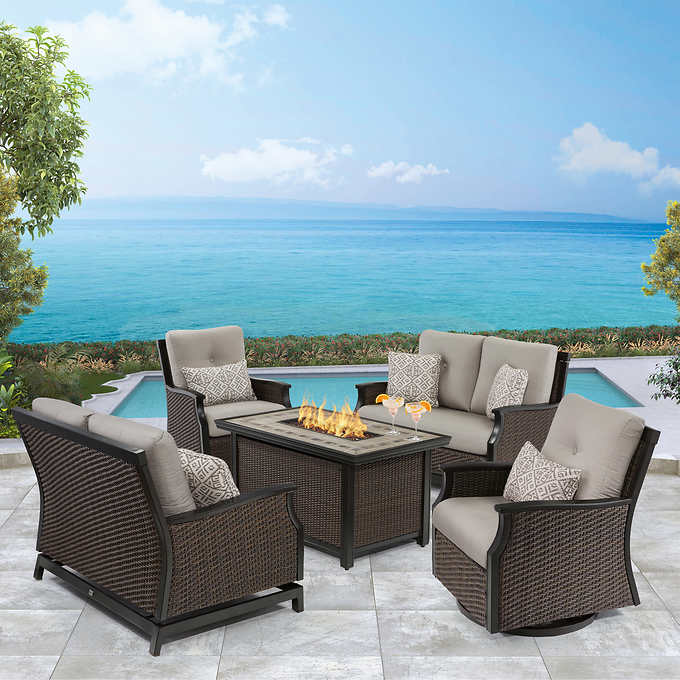 Agio Conway 5-piece Fire Deep Seating Set-furniture