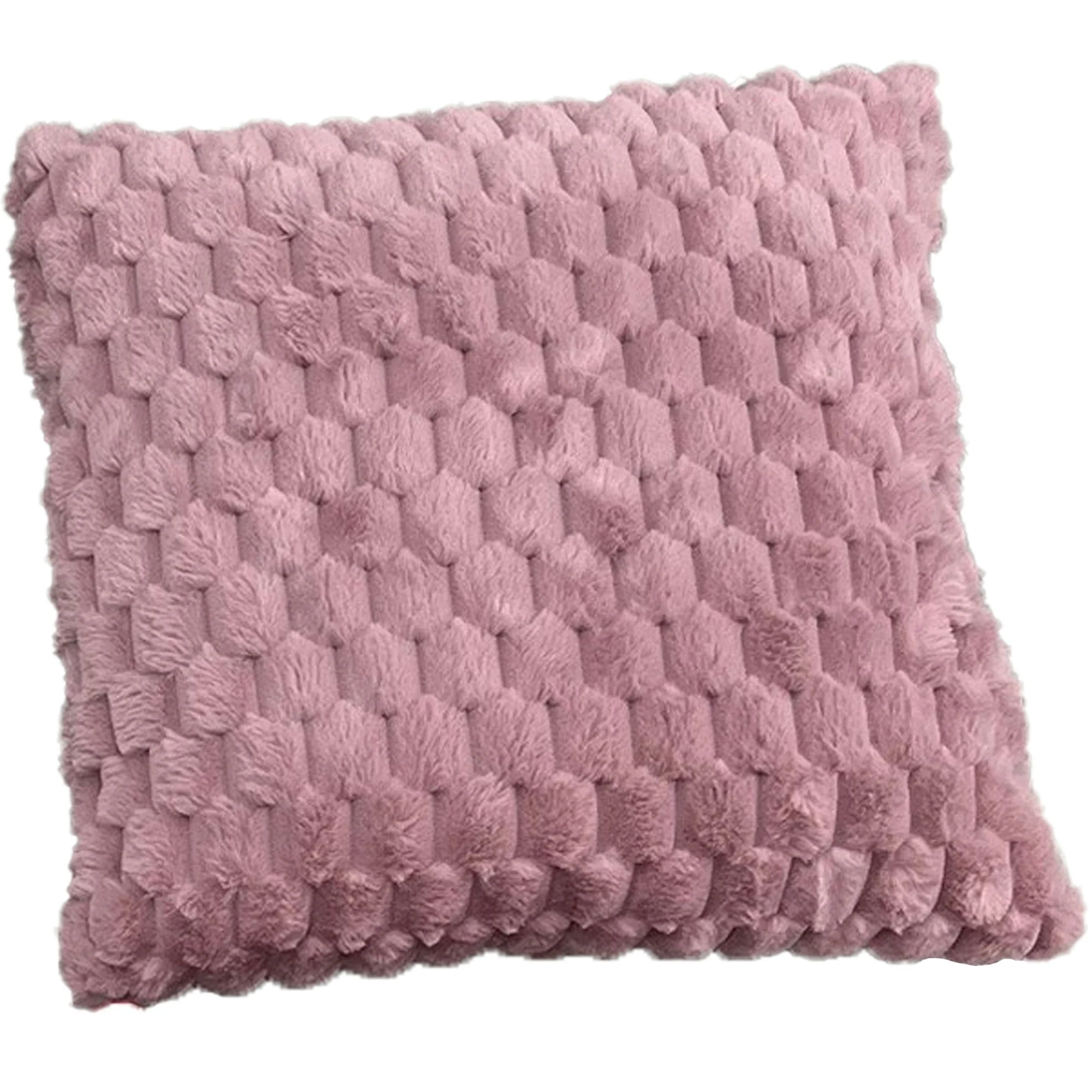 EClair Honeycomb Faux Fur Decorative Throw Pillow, 20x20 Inches