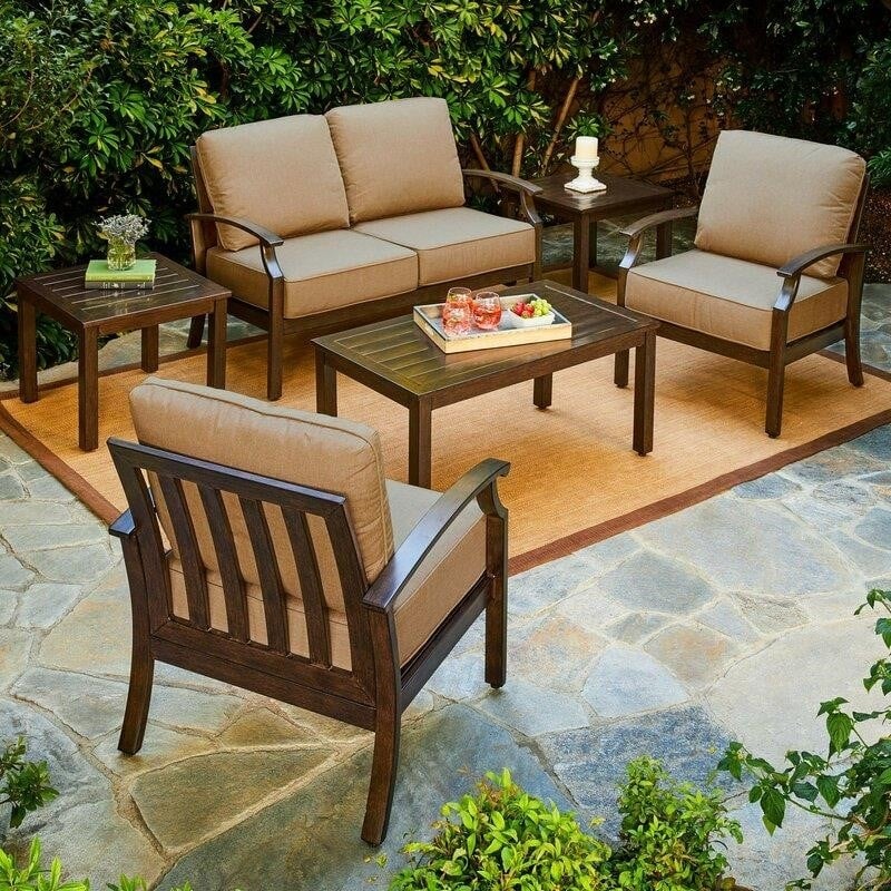 Higden Metal 4 - Person Seating Group with Cushions-furniture