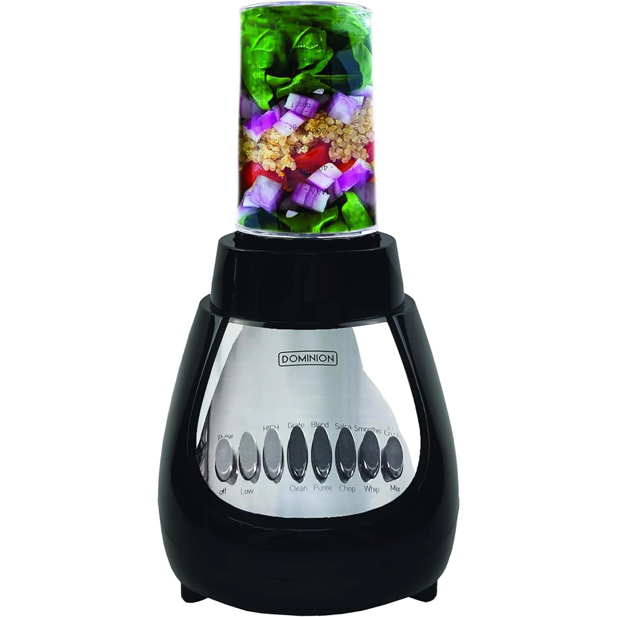 Dominion 10 Speed BlendMax Food Blender, Chopper and Grinder Combo, Black, 48 Ounces