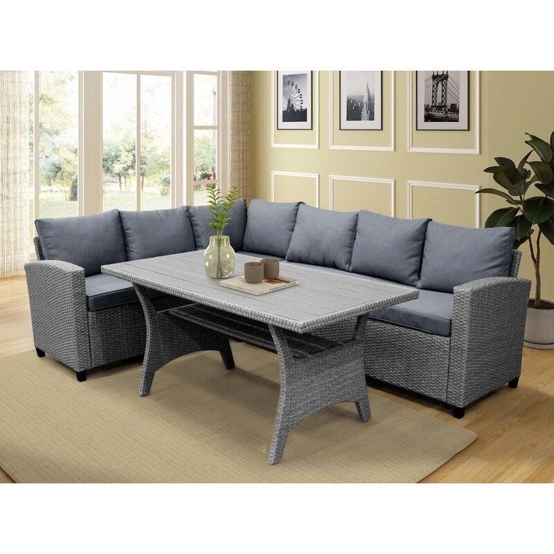 Bromford Rectangular 35.4'' Long Dining Set with Cushions-furniture