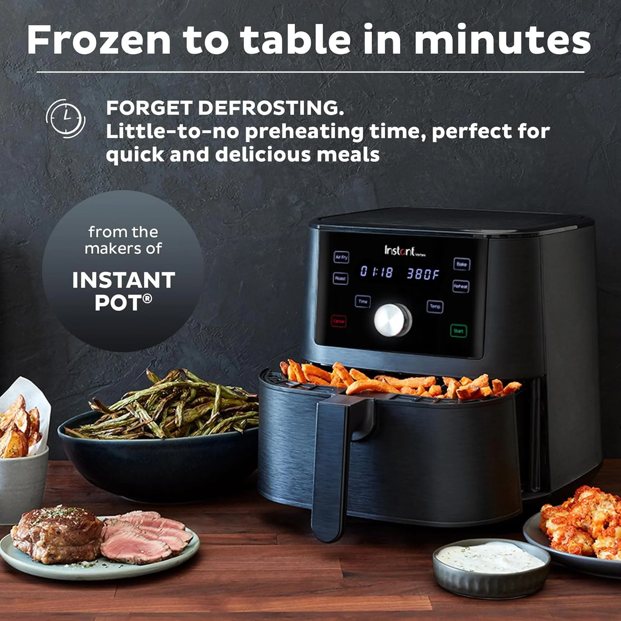 Instant Pot Vortex 4 In 1 Function Air Fryer Oven, 4 Quart, Black