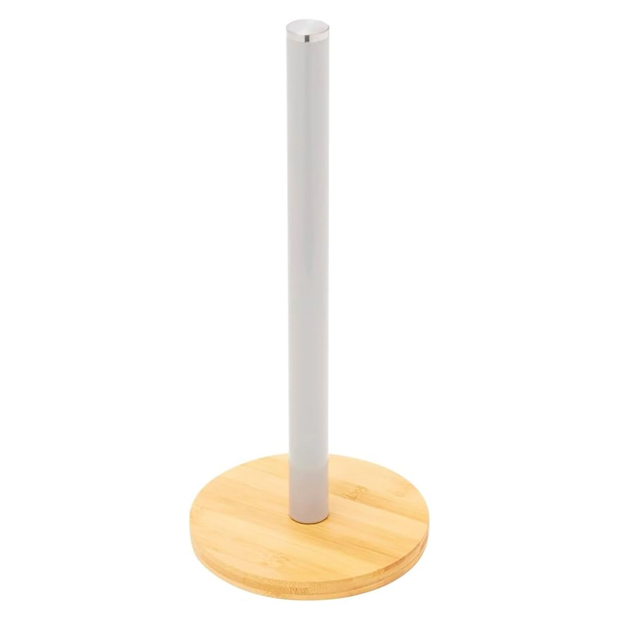Home Basics Paper Towel Holder With Bamboo Base, Bonny Grey, 6x6x13.5 Inches