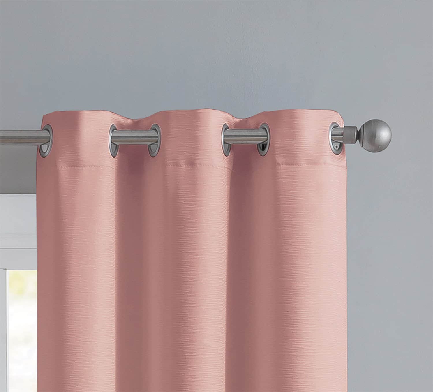 Angela 2-Pack Ribbed Textured Blackout Grommet Window Panel, Coral, 74x84 Inches