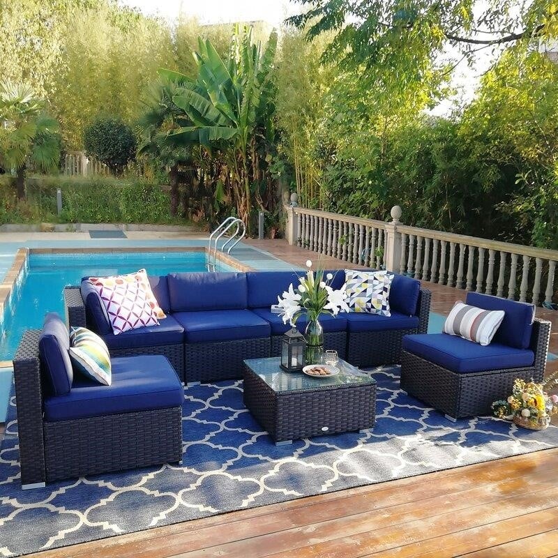 Connally Wicker/Rattan 8 - Person Seating Group with Cushions-furniture