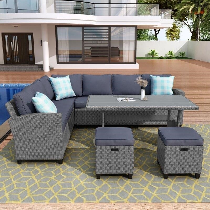 Julianna Wicker/Rattan 7 - Person Seating Group with Cushions-furniture