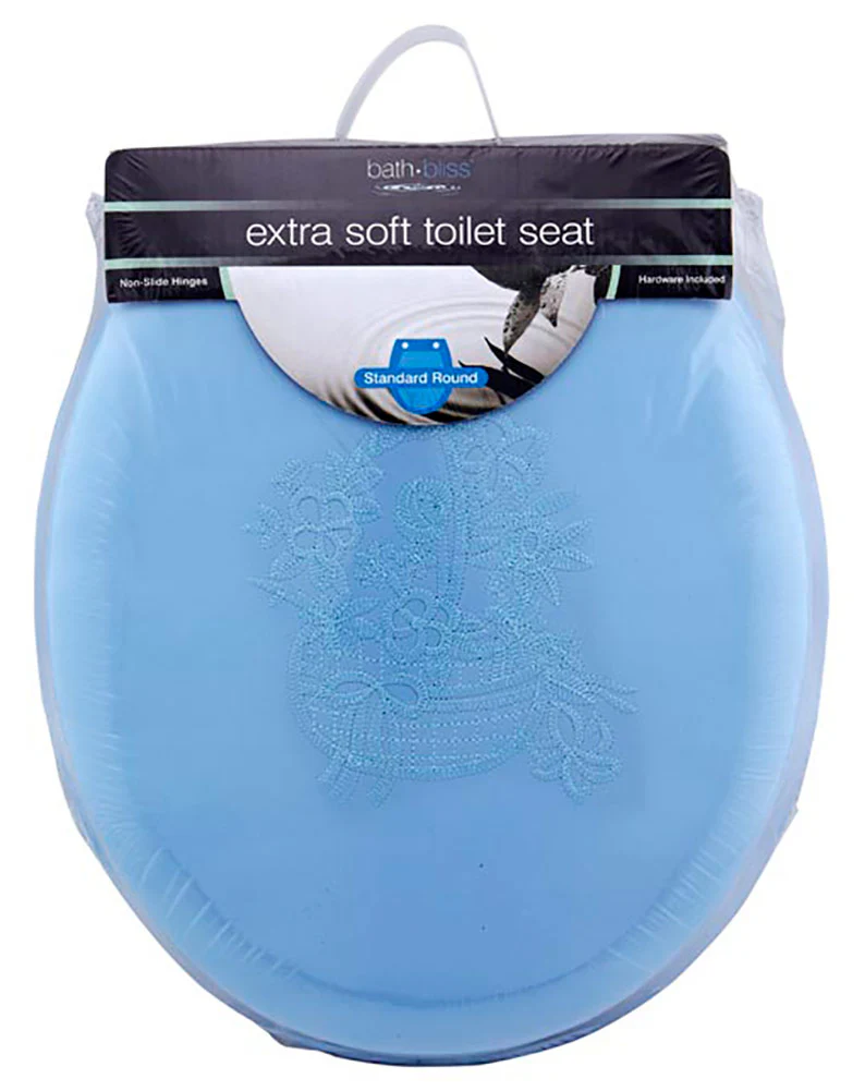 Bath Bliss Extra Soft Standard Round Toilet Seat, Blue