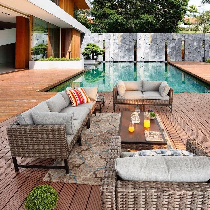 Affric Wicker/Rattan 6 - Person Seating Group with Cushions-furniture